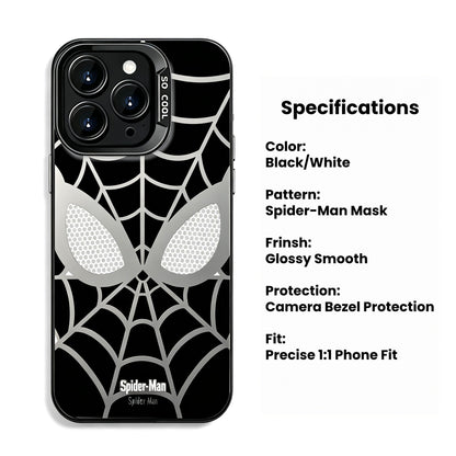 Marvel Spider‑Man Creative iPhone Phone Case, Glossy Smooth Fingerprint‑Resistant Cover with Camera Bezel Protection, Comfortable Grip Precise Fit Phone Shell, Black & White 2 Colors Available