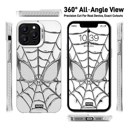 Marvel Spider-Man 3D Electroplated Spider Web Phone Case, Anti-Fingerprint Mirror Finish Precise Cutout Protective Cover Silver & Red 2 Color Styles Full Collection