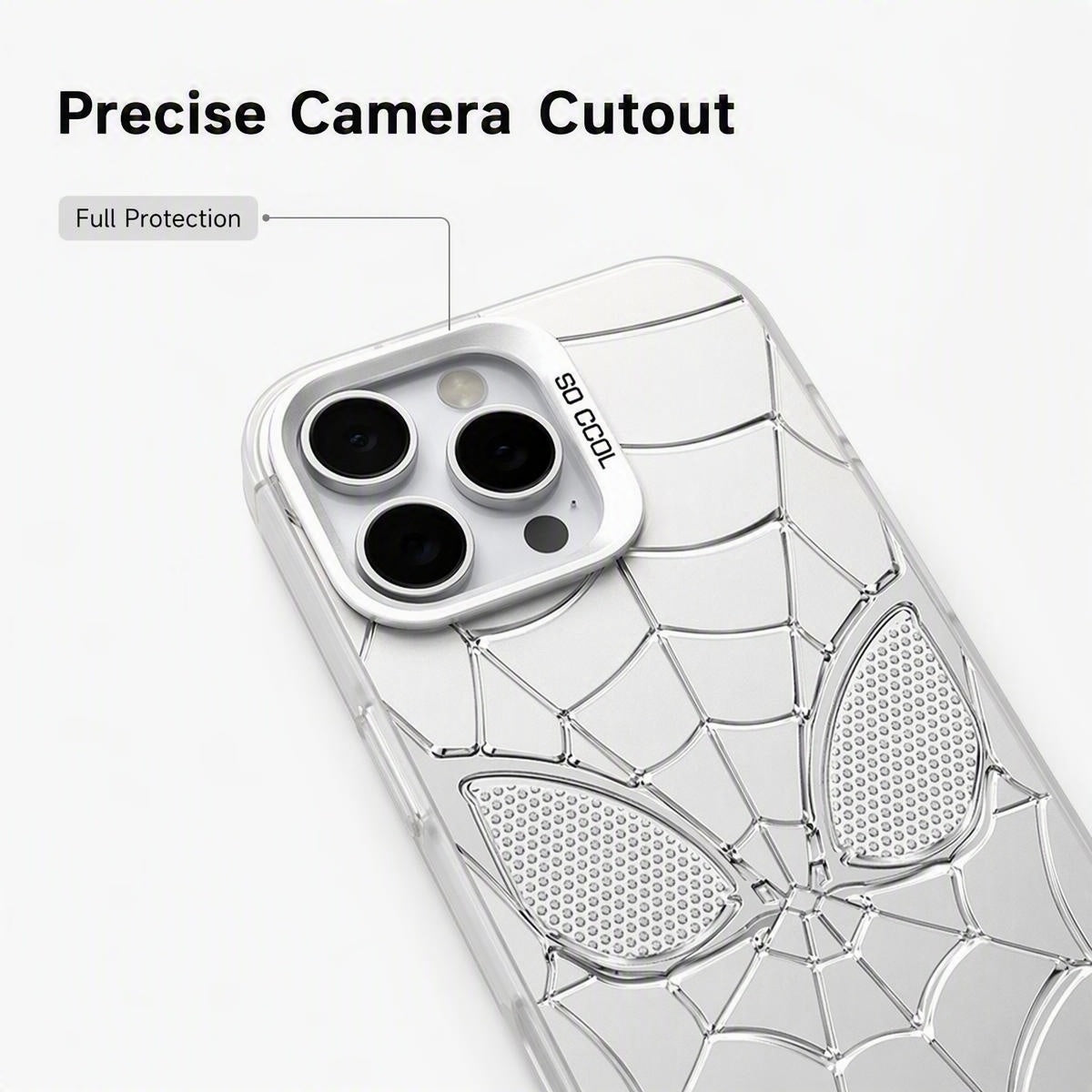Marvel Spider-Man 3D Electroplated Spider Web Phone Case, Anti-Fingerprint Mirror Finish Precise Cutout Protective Cover Silver & Red 2 Color Styles Full Collection