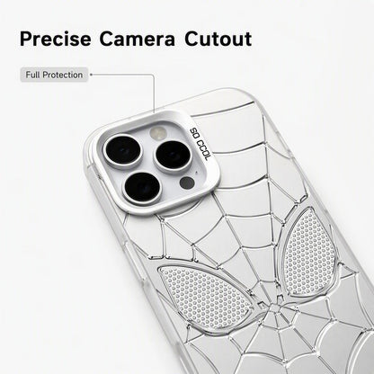 Marvel Spider-Man 3D Electroplated Spider Web Phone Case, Anti-Fingerprint Mirror Finish Precise Cutout Protective Cover Silver & Red 2 Color Styles Full Collection