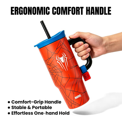 Marvel Spider-Man Venom 32oz 950ml 304 Stainless Steel Tumbler With Handle And Straw Leak Proof Lid Ergonomic Grip Food Grade Travel Ice Mug Water Cup 2 Color Options For Anime Fans