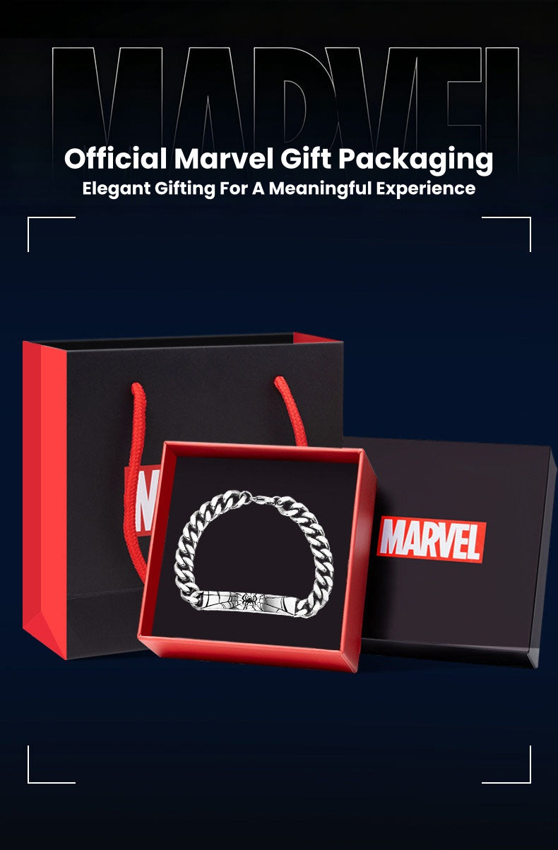 Marvel Spider‑Man Engraved Cuban Link Bracelet 304 Stainless Steel Spider Web Pattern Wrist Jewelry Gift For Men